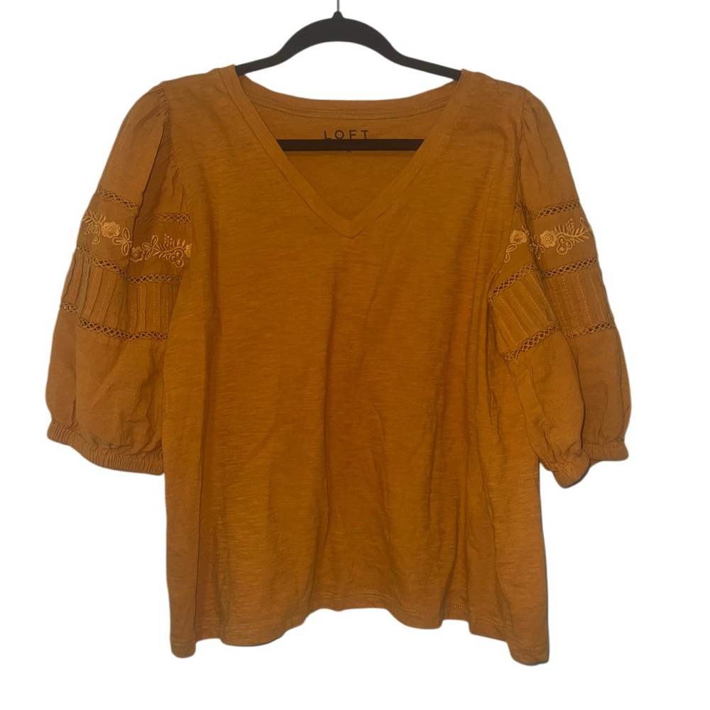 Loft Embroidered Orange Blouse